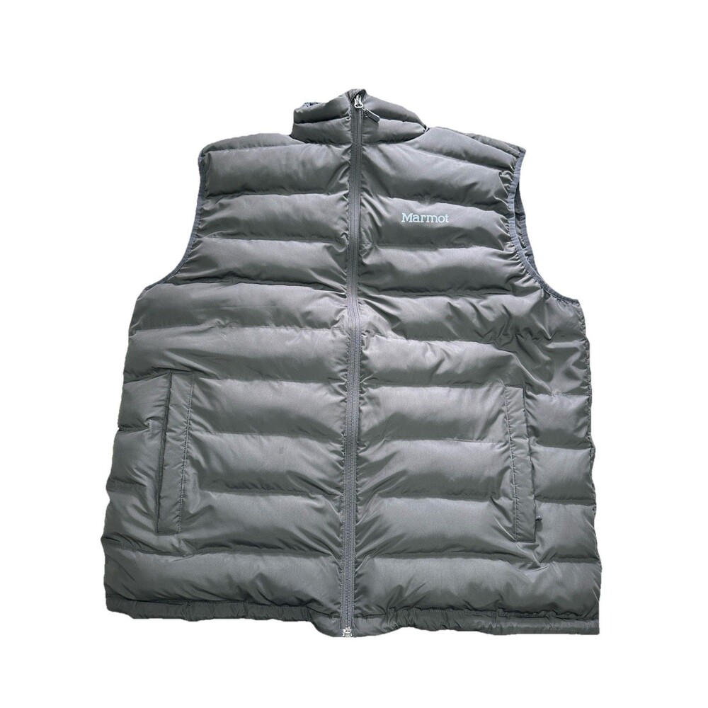 Marmot Puffer Vest Men 2XL Gray Thinsulate Featherless Full Zip Jacket XXL